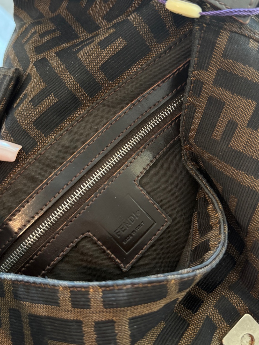 Fendi Brown and Dark Brown Zucca FF Shoulder Bag - Picture 6 of 6